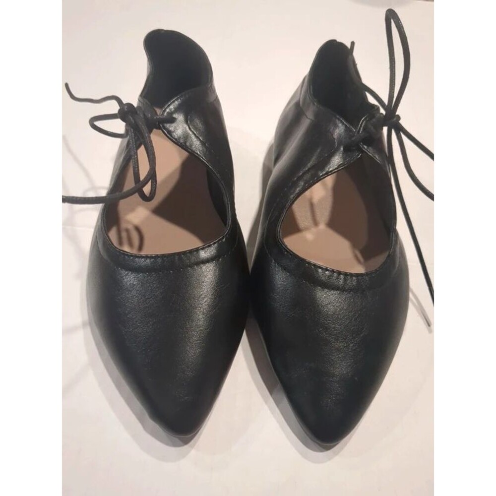Womens Black Point Toe Jazz Flats sz 38 (7.5)